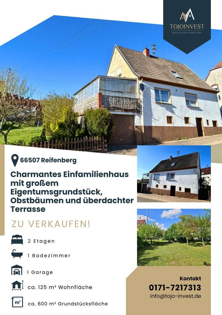 Immobilie in Reifenberg - Charmantes Einfamilienhaus mit großem Grundstück & Potenzial in 66507 Reifenberg - Bild 1