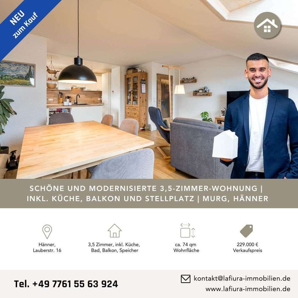 Immobilie in Murg - LFI | Modernisierte 3,5-Zi.-Wohnung inkl. Küche und Außenstellplatz in Hänner | frei ab 09/2026 - Bild 0