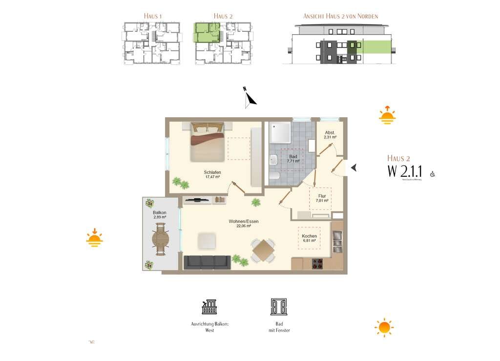 Immobilie in Rieden - RESERVIERT - 2 ZKB Neubauwohnung mit Balkon in Rieden-Zellerberg / W2.1.1 - Bild 4