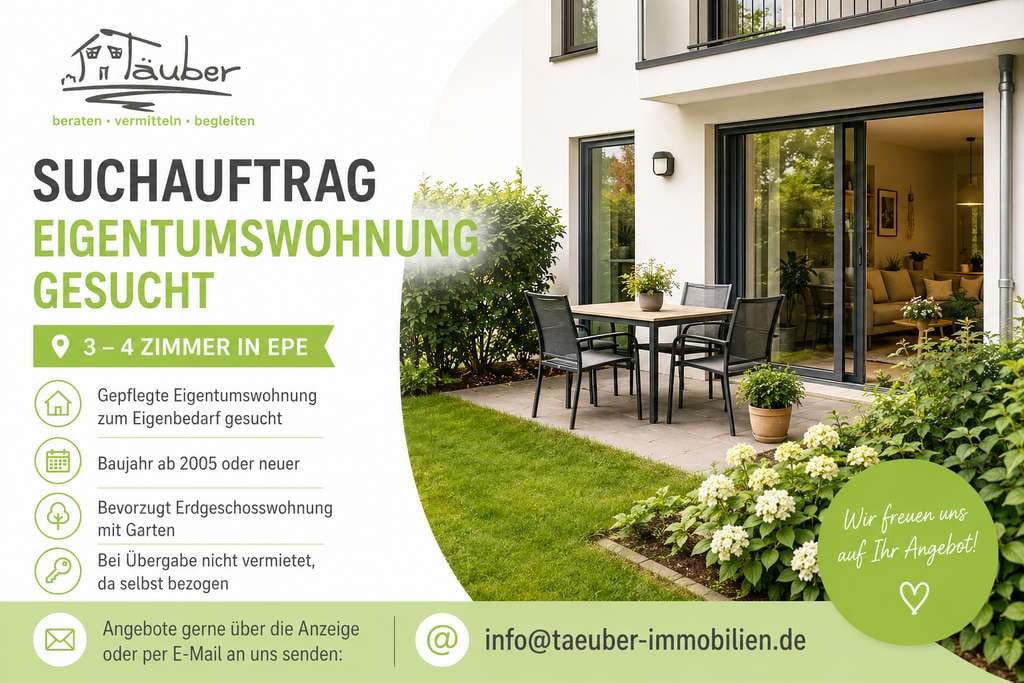 Immobilie in Gronau - Suchauftrag: Eigentumswohnung gesucht (3–4 Zimmer in Epe) - Bild 0