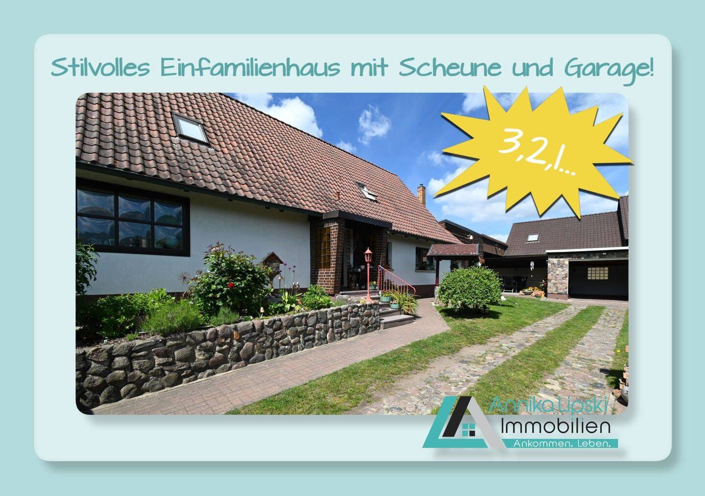 Immobilie in Templin - Reduziert - Uckermark - Stilvolles Einfamilienhaus in Röddelin mit Scheune und Garage - Bild 0