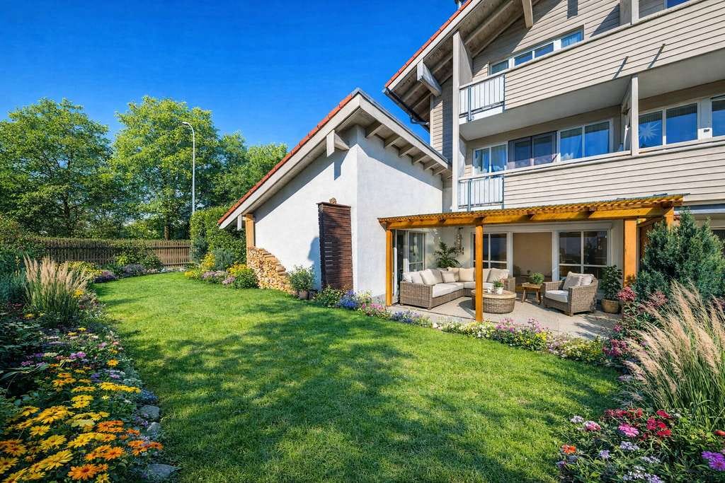 Immobilie in Hausham - Gartenwohnung in Hausham * Überdachte Terrasse * Kamin * Einauküche - Bild 0