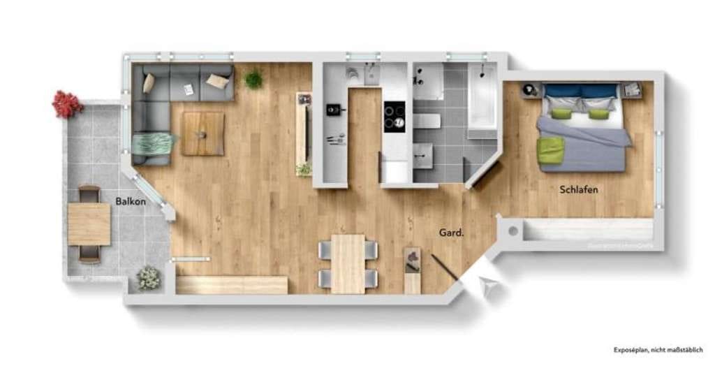 Immobilie in Denkendorf - Interessante 2 Zimmer-Wohnung mit Balkon in ruhiger Wohnlage von Denkendorf! - Bild 2