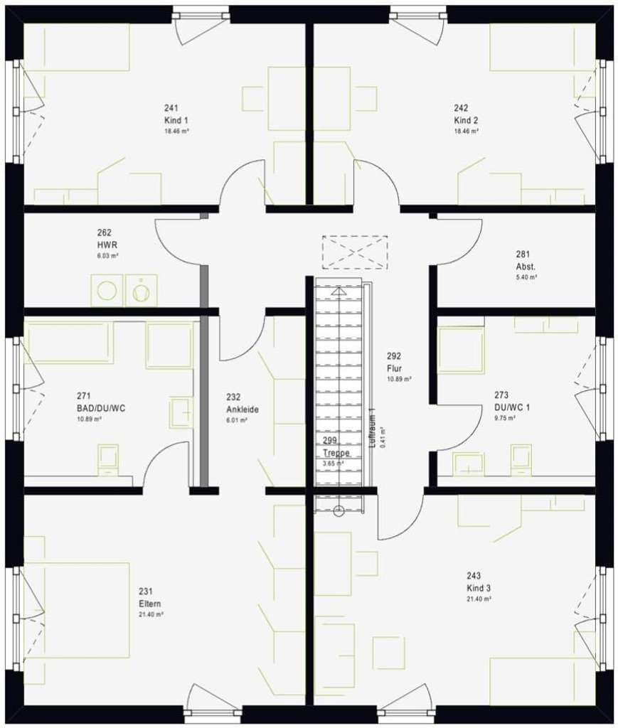 Immobilie in Hasselroth - Das FamilyStyle 26.02 W: die größte Stadtvilla der Familie - vier Zimmer über 18 m², 21-m²-Bad - Bild 2