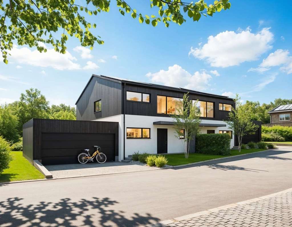 Immobilie in Iggensbach - Neubau-Doppelhaushälfte in ökologischer Holzbauweise, Doppelgarage und PV-Anlage – Effizienzhaus 40 - Bild 1