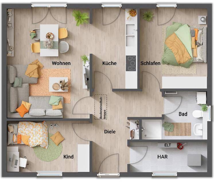Immobilie in Harburg (Schwaben) - Ein Walmdachbungalow massiv, elegant Ihr Eigenheim schlüsselfertig T 76 - Bild 1