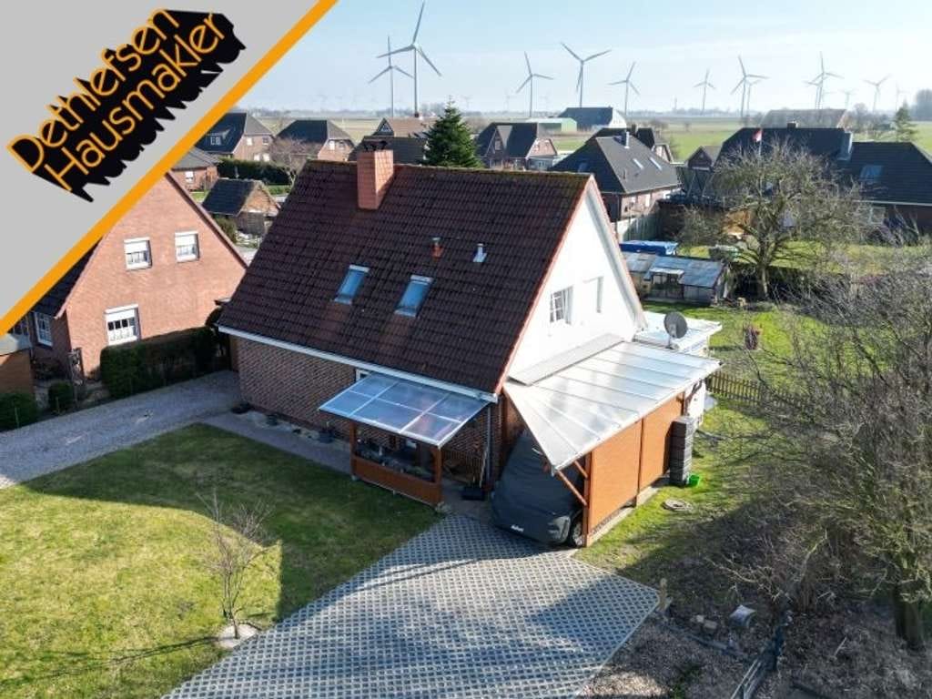 Immobilie in Kaiser-Wilhelm-Koog - Nordseenahes Einfamilienhaus bei Friedrichskoog mit Wohnmobil-Carport und Platz fürs Hobby - Bild 0