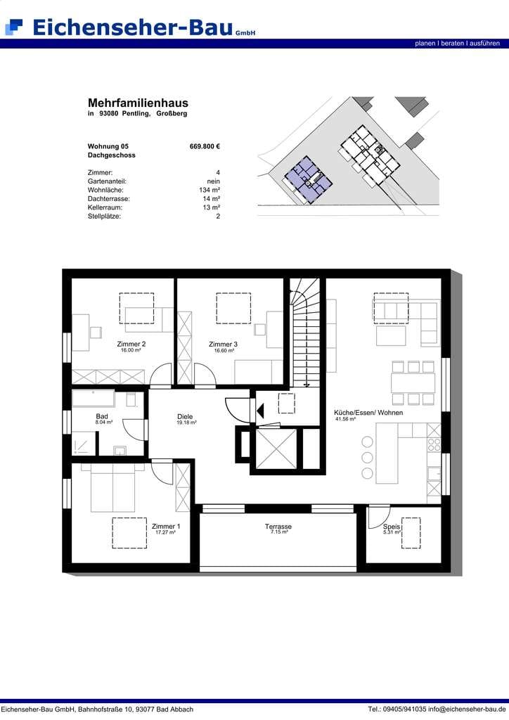 Immobilie in Pentling - Moderner Neubau: 4-Zimmer Wohnung mit Dachterrasse - Bild 2