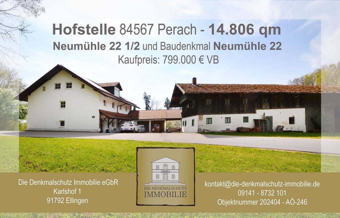 Immobilie in Perach - Hofstelle Neumühle 22 1/2 & Baudenkmal Neumühle 22 - Bild 0