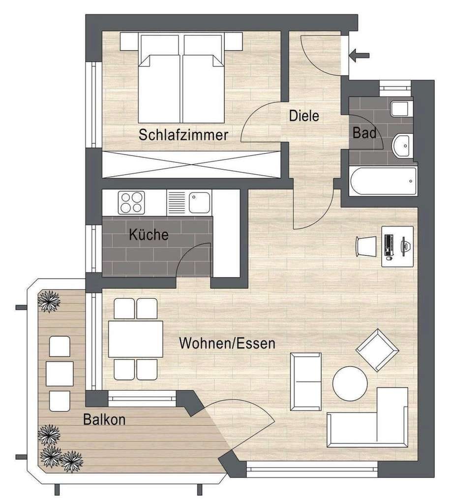 Immobilie in Ingolstadt - Renovierte 2-Zimmer-Wohnung mit Balkon&Tiefgarage(Erbpacht) - Bild 0