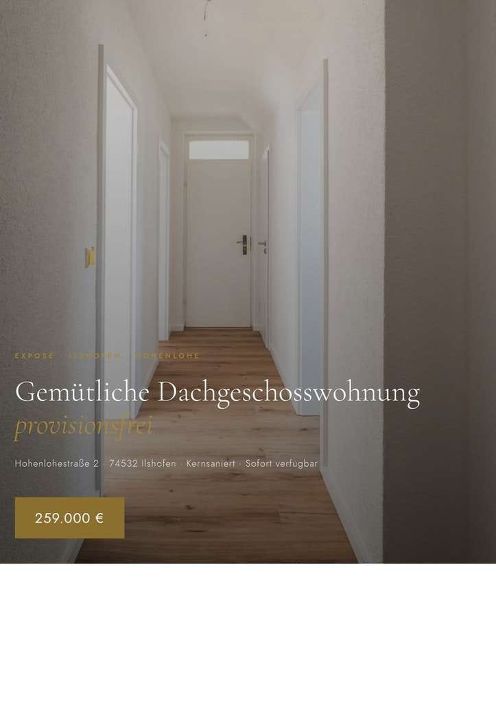 Immobilie in Ilshofen - Gemütliche Dachgeschosswohnung - provisionsfrei - Bild 0