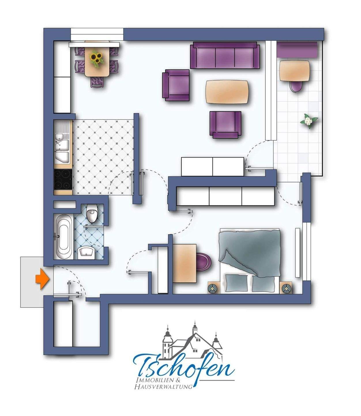 Immobilie in Traunreut - Gepflegte 2-Zi.-Wohnung in Traunreut - Bild 1