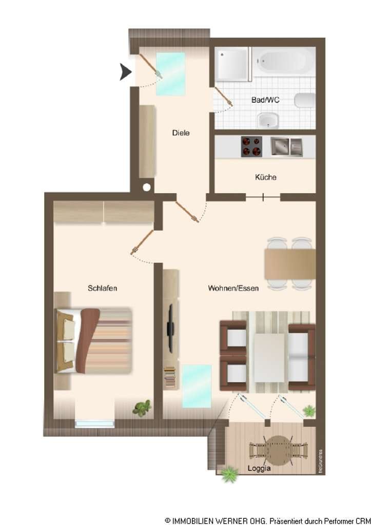 Immobilie in Rohrdorf - ***Frei werdende 2-Zimmer-DG-Wohnung mit Süd-Loggia und TG-Stellplatz in Rohrdorf/ Thansau*** - Bild 1