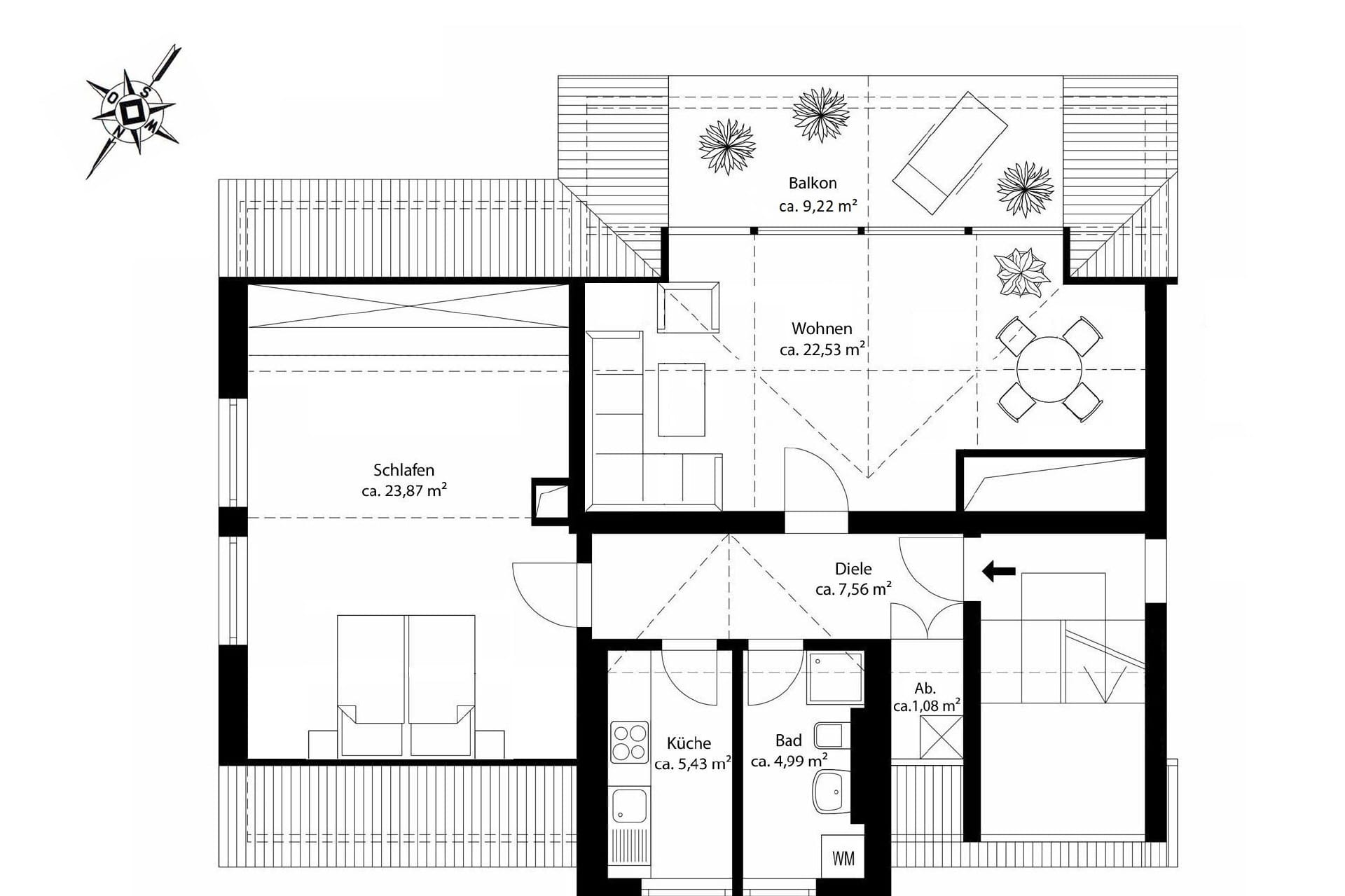 Immobilie in Krailling - AIGNER - Moderne 2-Zimmer Dachgeschosswohnung mit Blick über die Würm! - Bild 4