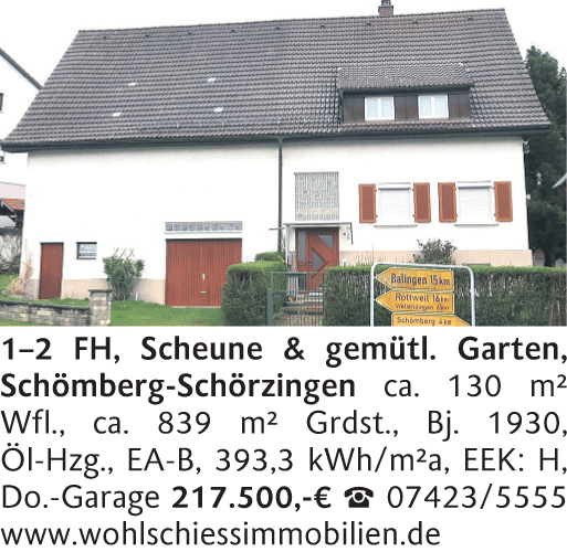 Immobilie in Schömberg - Ein- bis Zweifamilienhaus mit Garage, großer Scheune  und gemütlichen Garten - Bild 0