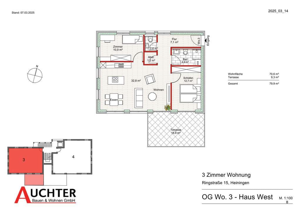 Immobilie in Heiningen - Zentrumsnahes Wohnen in Heiningen!  3 Zi-Wo im OG mit Terrasse (HW-Wo 03) - Bild 2