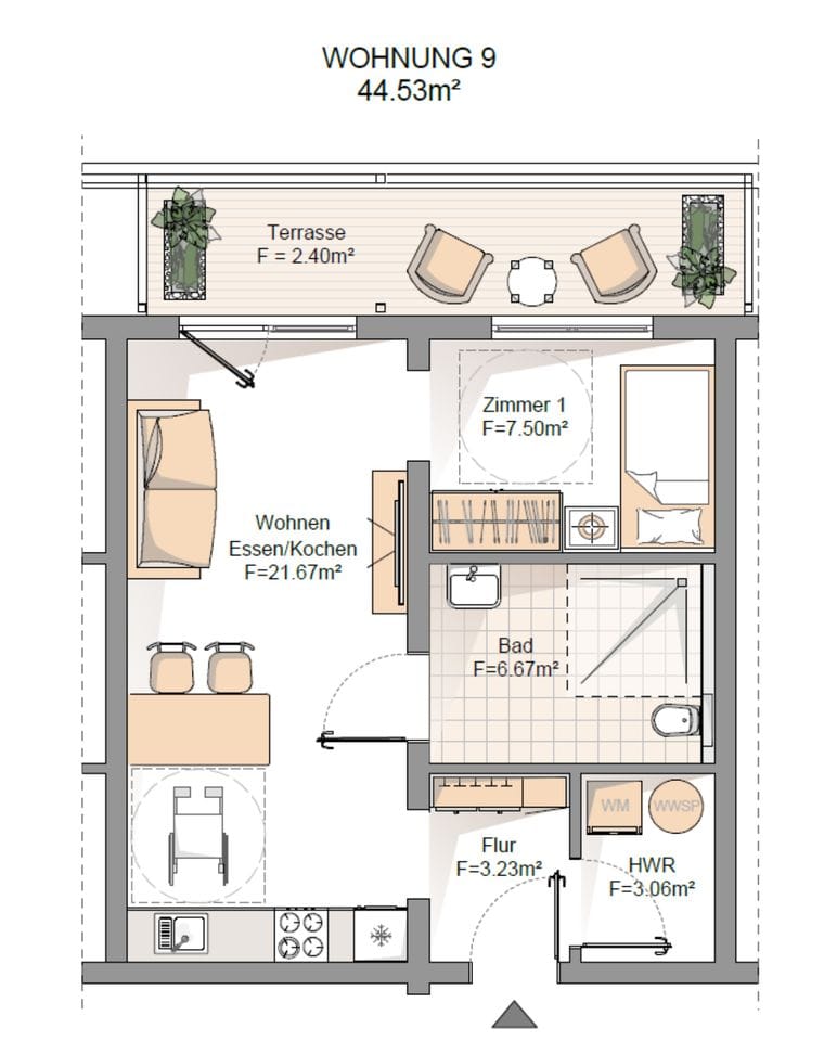 Immobilie in Schiffweiler - Neue Eigentumswohnungen im Herzen von Schiffweiler: Barrierefreies, altersgerechtes Wohnen im energieeffizienten KfW 40-Standard. Wohnung Nr. 9 - Bild 0