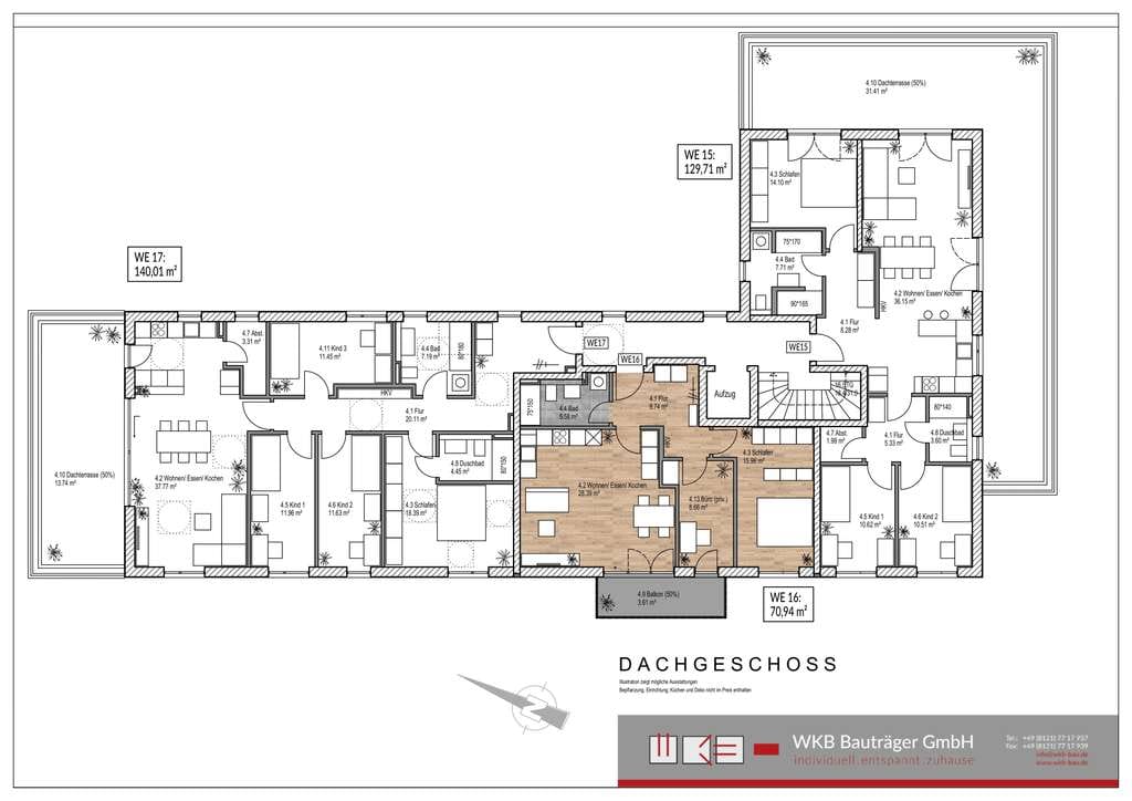 Immobilie in Ottobrunn - Dachgeschosswohnung Nr. 16 / 2,5-Zimmer, mit großem Balkon - Bild 1