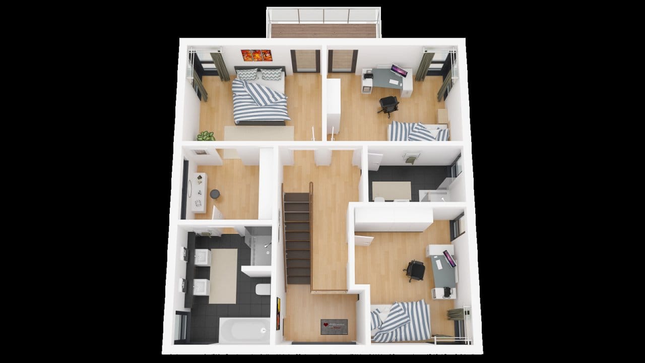 Immobilie in Geiselbach - Die zweigeschossige Stadtvilla präsentiert sich als ein modernes Architektenhaus in KfW+  - Bild 2