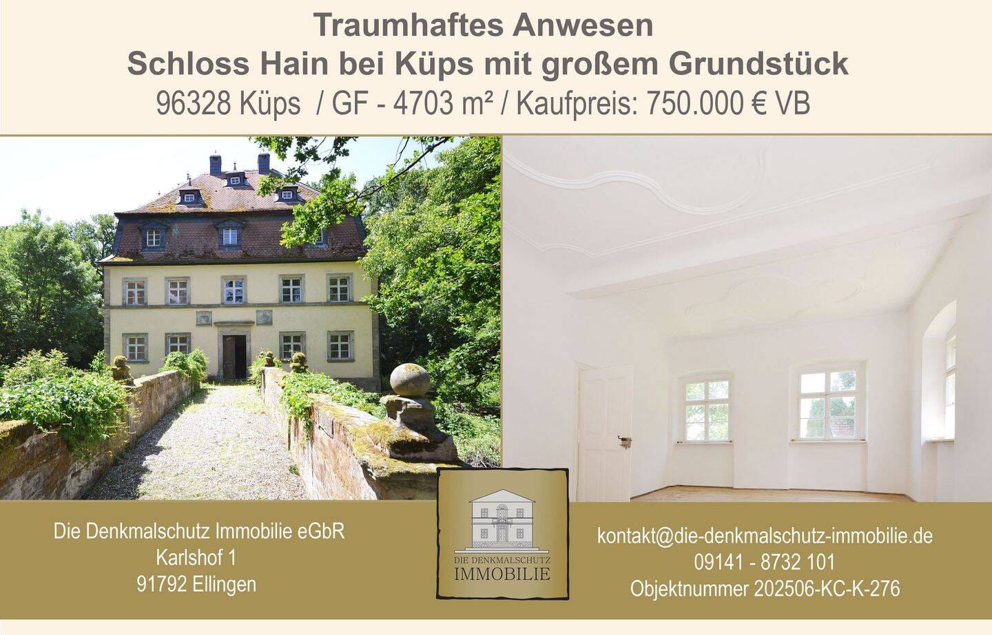 Immobilie in Küps - Traumhaftes Anwesen - Schloss Hain bei Küps mit großem Grundstück - Bild 0