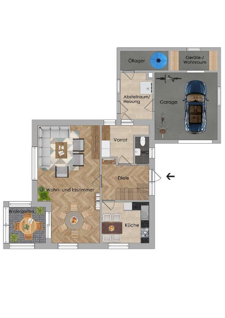 Immobilie in Drochtersen - Vermietetes Einfamilienhaus in ruhiger Lage – mit Wintergarten und Garage - Bild 4