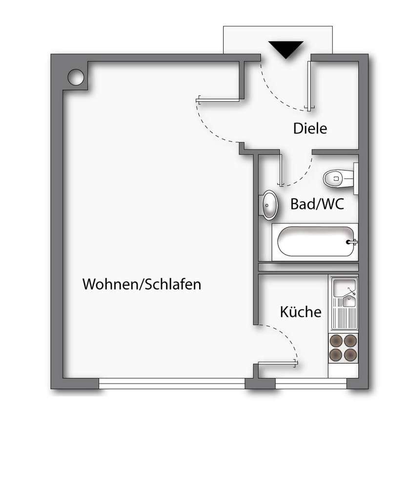 Immobilie in Bad Reichenhall - 1-Zimmer-Wohnung im 5. Obergeschoß mit Lift - Bild 4
