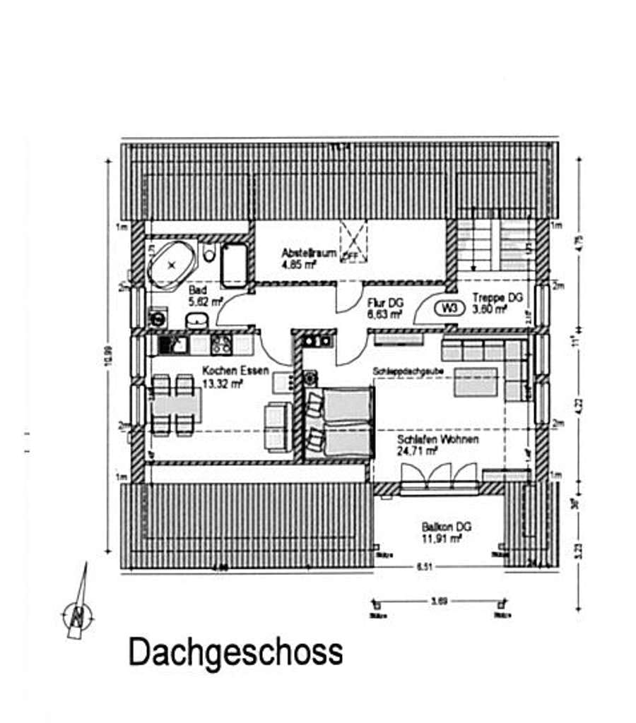 Immobilie in Schwabmünchen - Helle und schöne 1 ZKB - Dachwohnung mit großem Südbalkon in sehr guter Lage - Bild 1