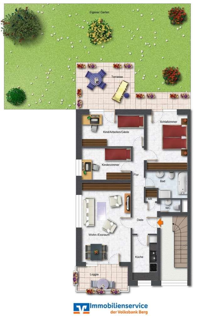 Immobilie in Lindlar - Helle 4-Zimmer-Eigentumswohnung mit eigenem Garten in zentrumsnaher Wohnlage von Lindlar - Bild 1