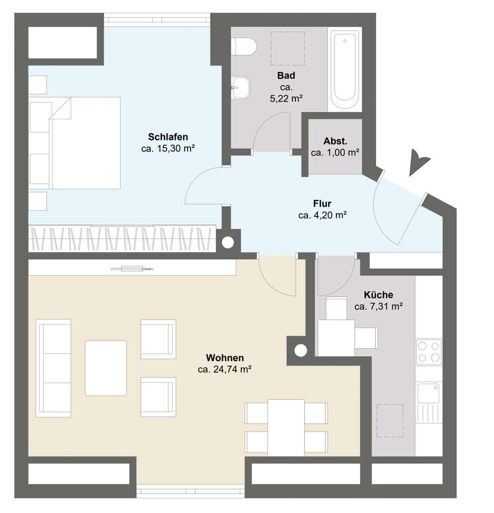 Immobilie in Olching - FBC - Attraktive 2-Zimmer-Dachgeschoss-Wohnung (2. OG) - Bild 2