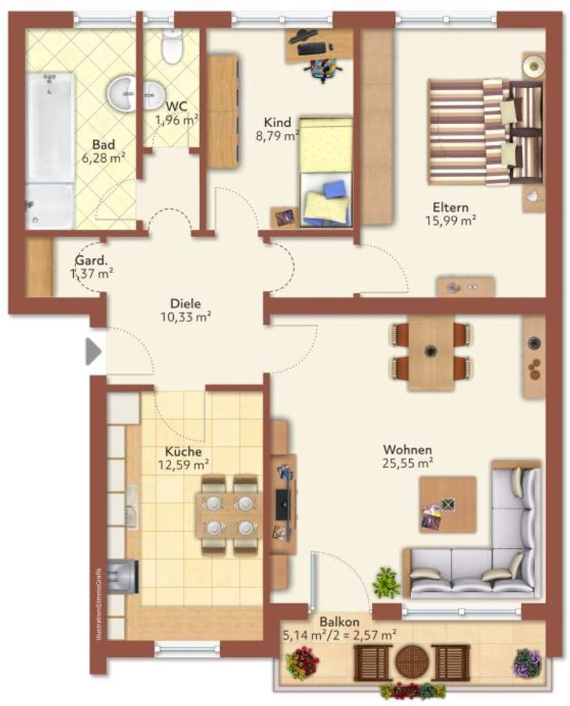 Immobilie in Waging am See - Zentral & ruhig wohnen: Helle 85 m² Wohnung mit Balkon & EBK in Waging am See - Bild 0