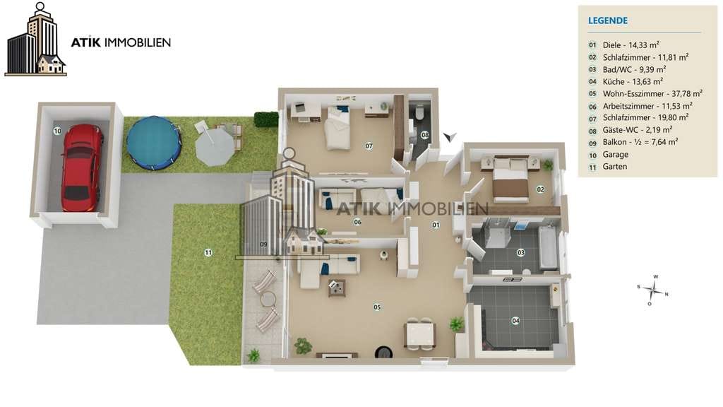 Immobilie in Ketsch - ATIK: Charmante 4-Zimmer-Erdgeschosswohnung mit sonnigem Südbalkon in ruhiger Feldrandlage - Bild 4