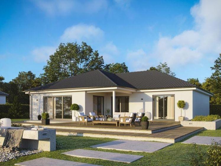 Immobilie in Geyer - Winkelbungalow Cu772 massiv schlüsselfertig Festpreis PV - Bild 0