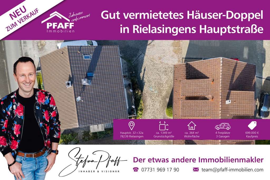 Immobilie in Rielasingen-Worblingen - Zuhause ankommen in Rielasingen in der Hauptstr.! Gut vermietetes Häuser-Doppel in zentraler Lage - Bild 0