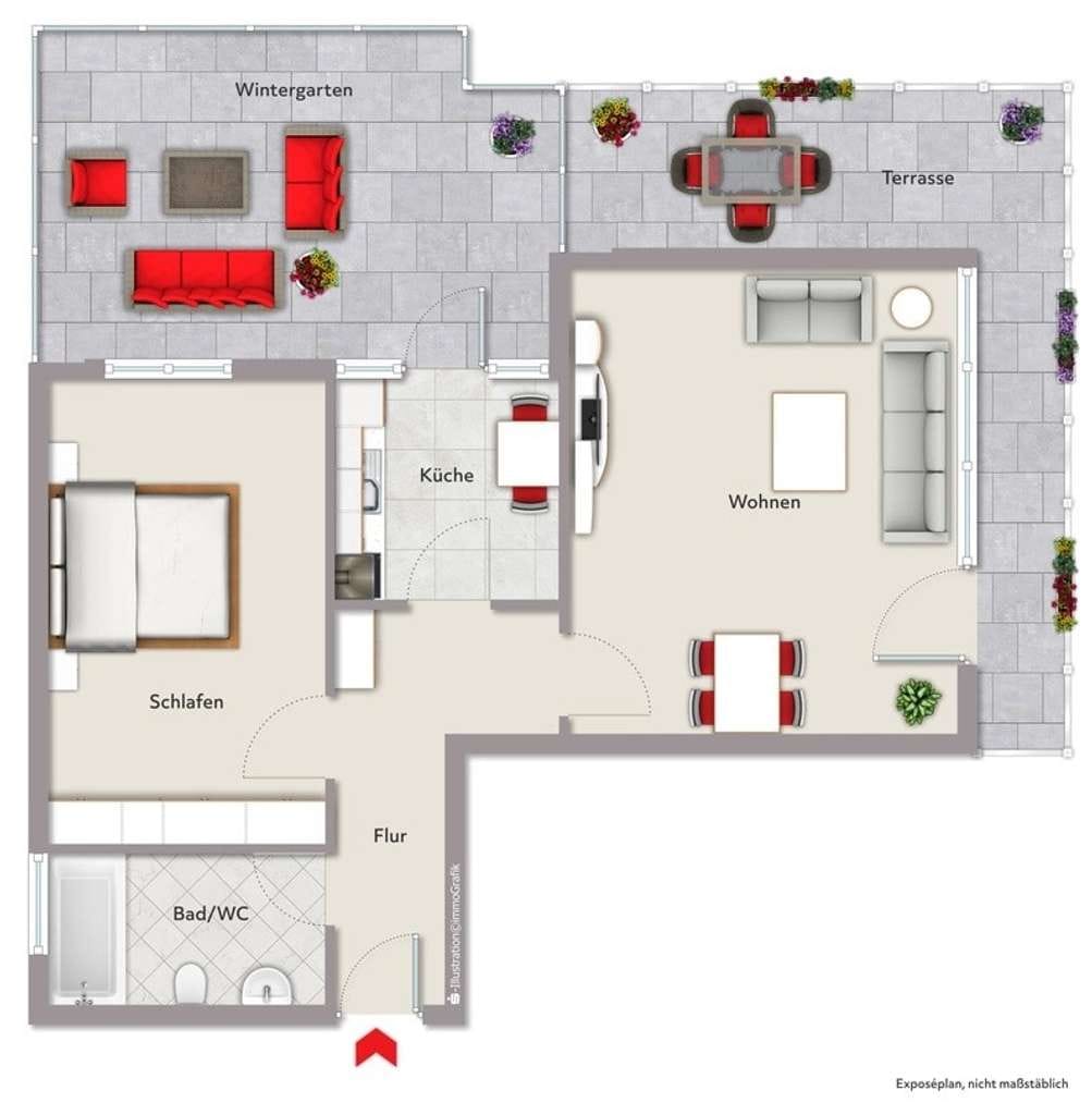 Immobilie in Schwaikheim -  2-Zimmer-Etagenwohnung mit Wintergarten und herrlichem Blick in Schwaikheim! - Bild 1