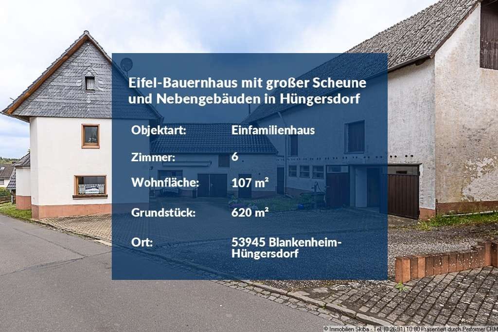 Immobilie in Blankenheim - Eifel-Bauernhaus mit großer Scheune und Nebengebäuden in Blankenheim-Hüngersdorf - Bild 1