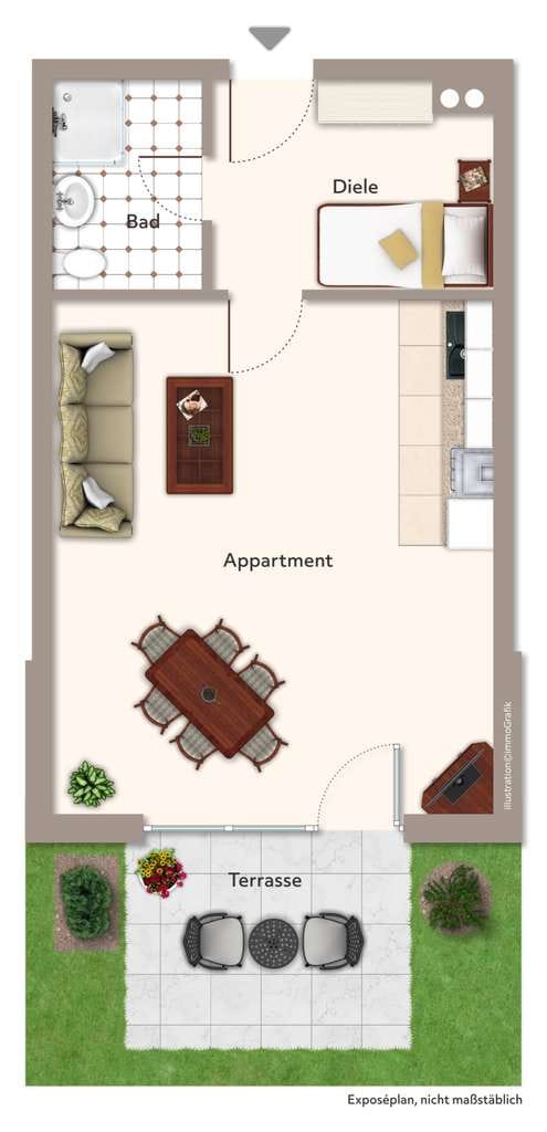 Immobilie in Adelsdorf - Solide Kapitalanlage in Adelsdorf...Vermietete 1-Zi-EG-Wohnung mit Terrasse - Bild 1