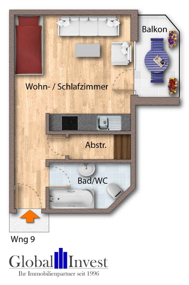 Immobilie in Östringen - GLOBAL INVEST SINSHEIM | Vorankündigung!! Schöne 1-Zimmerwohnung in guter Lage von Östringen - Bild 4