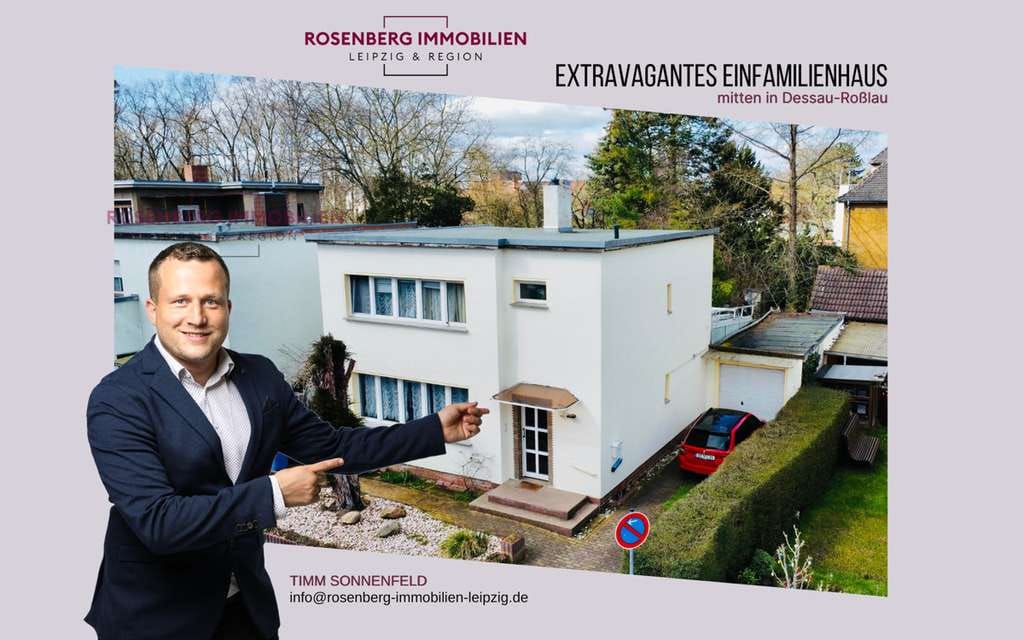 Immobilie in Dessau-Roßlau - Extravagantes Einfamilienhaus mit Platz für eigene Ideen! Schöner grüner Garten & Garage inklusive - Bild 0
