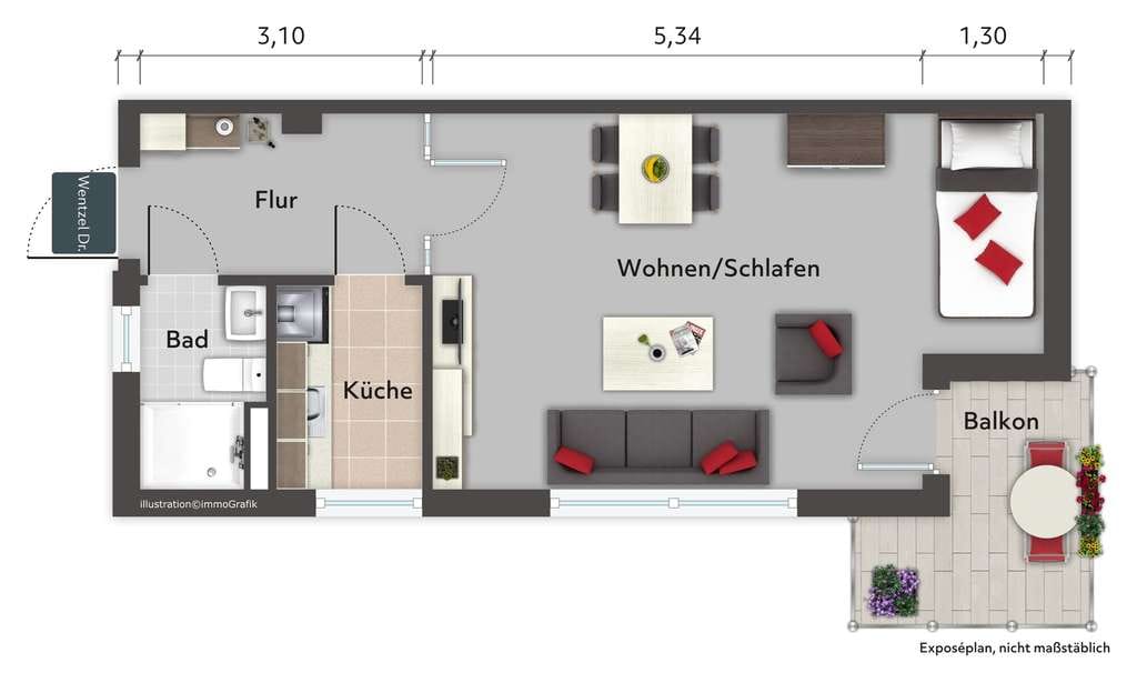 Immobilie in Glinde - Frei lieferbare 1-Zimmer Eigentumswohnung in Glinde zum Kauf - Wentzel -Dr. - Bild 1