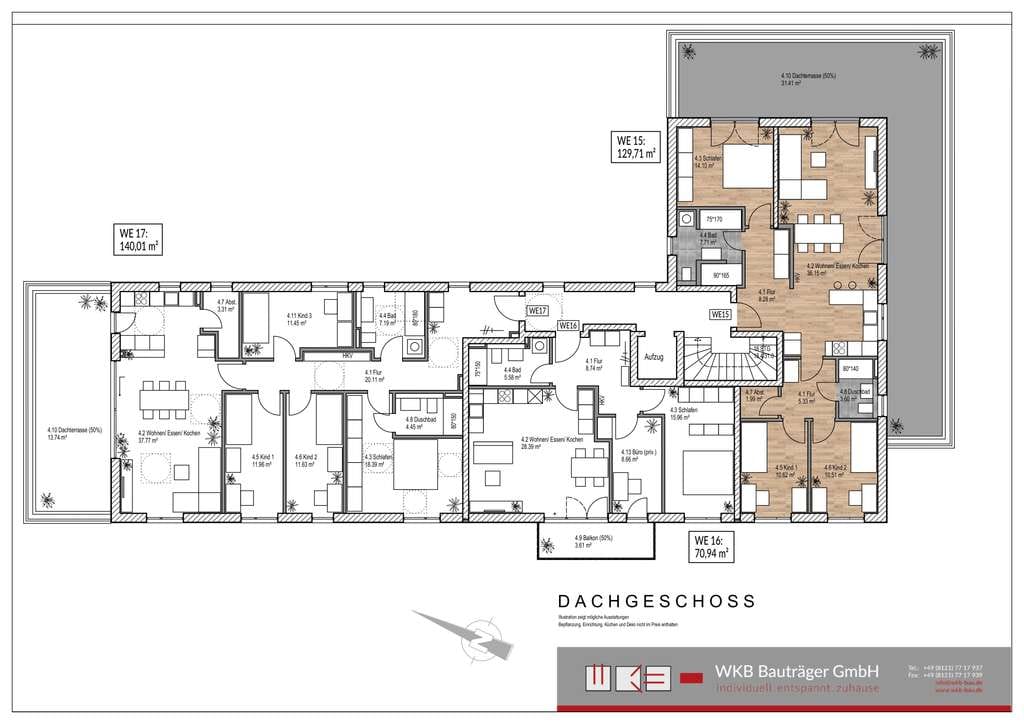 Immobilie in Ottobrunn - Dachgeschosswohnung Nr. 15 / 4-Zimmer, mit Dachterrasse - Bild 1