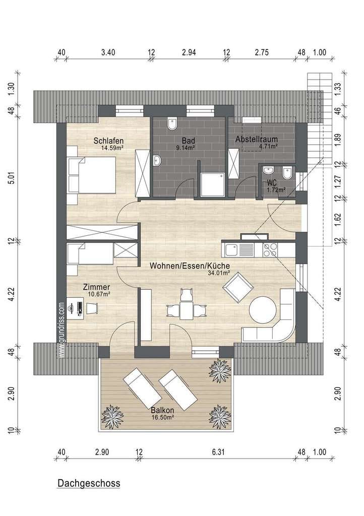 Immobilie in Schwesing - Moderne Neubau-Obergeschosswohnung mit Balkon, KfW-40-Standard in Schwesing - Bild 3