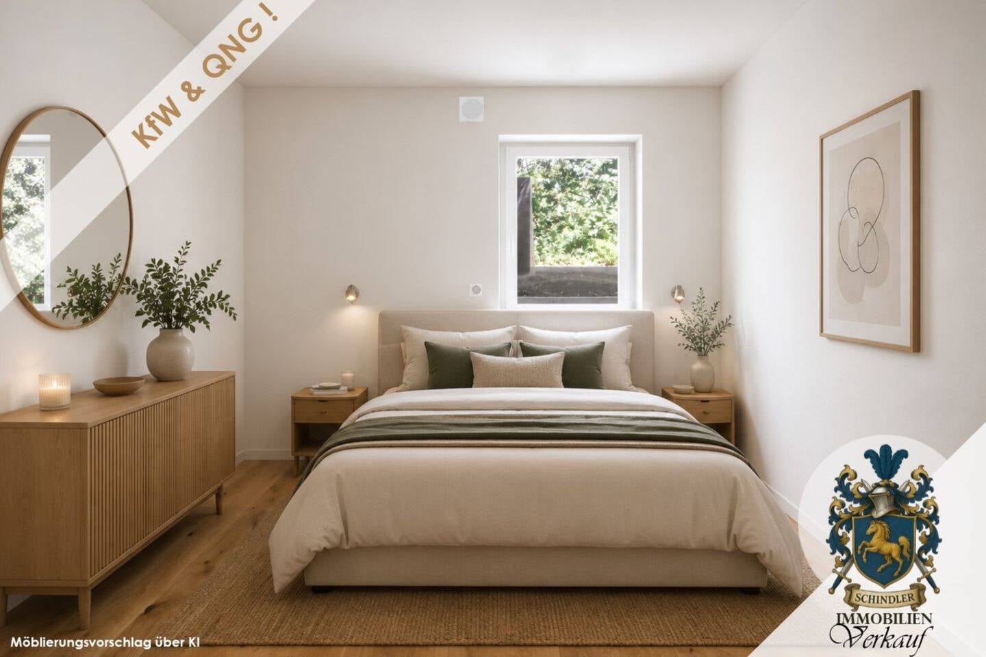 Immobilie in Ehekirchen - NEUBAU! - Topmoderne Balkonwohnung mit zwei TG-Stellplätzen + KfW40 QNG  - Bild 0