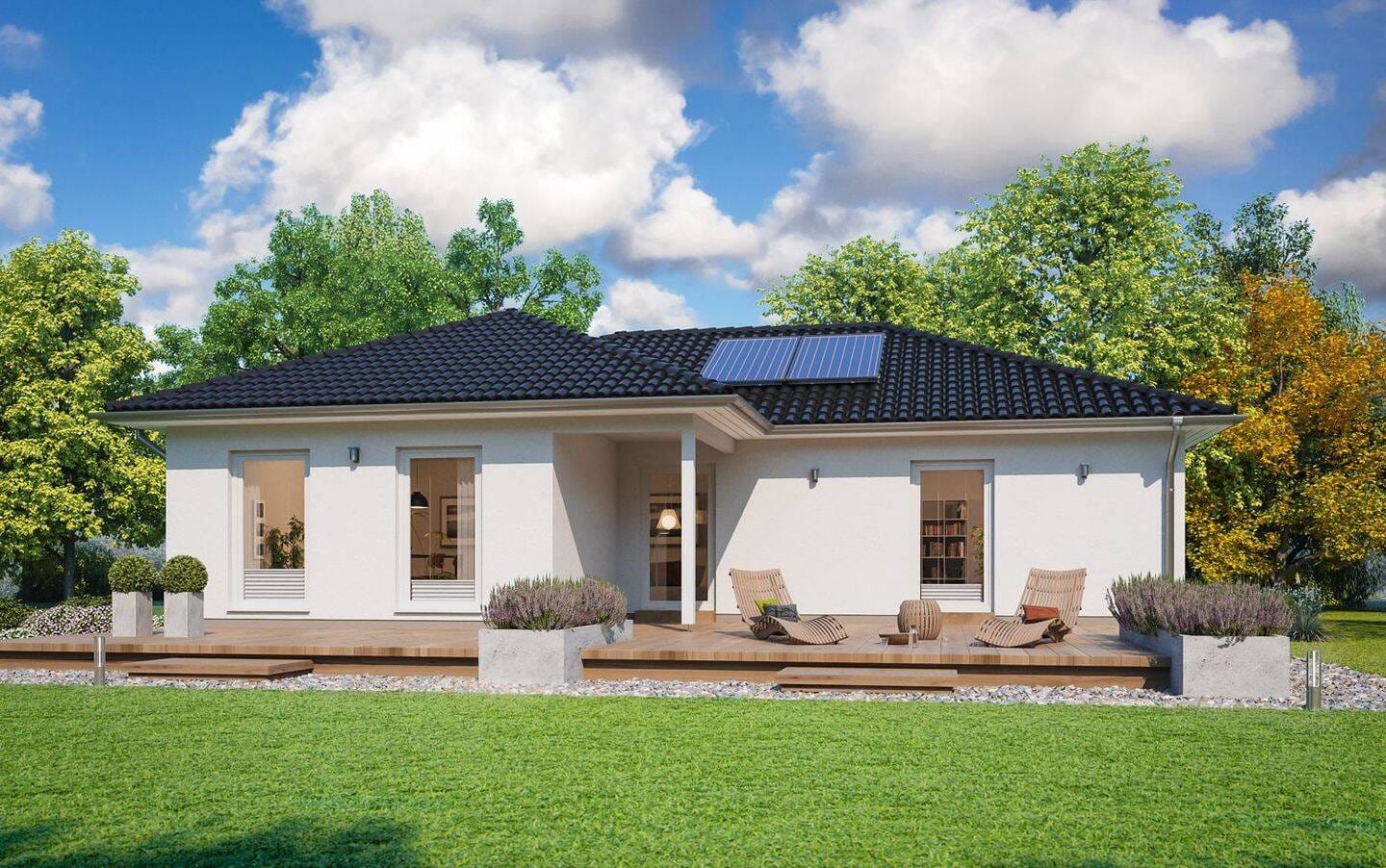 Immobilie in Carinerland - KfW-Förderfähiger Winkelbungalow Energieeffizienzklasse A+ inkl. 1.019 m² Baugrundstück in 18233 Ravensberg - Bild 0
