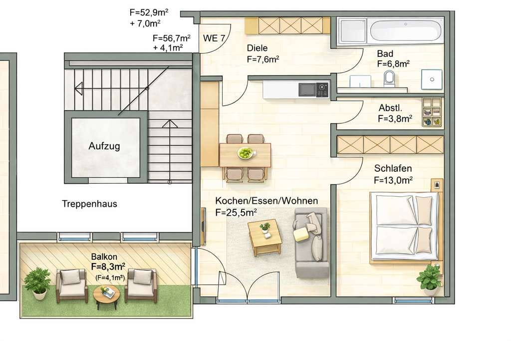 Immobilie in Bodenwöhr - Sonniges Eigenheim oder Kapitalanlage ** 2 Zimmer mit Südbalkon im 1.OG ** - Bild 1
