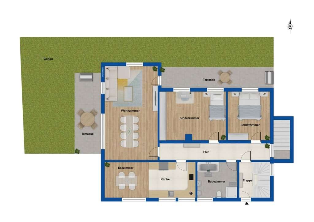 Immobilie in Berkheim - Großzügige, energetisch sanierte Gartenwohnung mit Terrasse und Garage in Berkheim - Bild 3