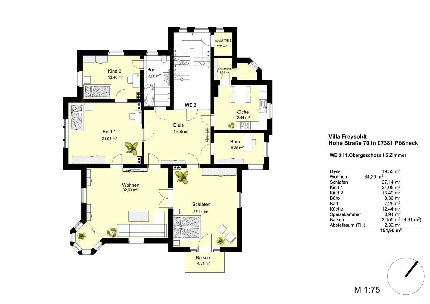 Immobilie in Pößneck - *** stilvoll WOHNEN - VILLA Freysoldt // Bestlage, Balkon, Garten, Stellplätze, Einbauküche, Abstellräume, Teehaus nV *** - Bild 1