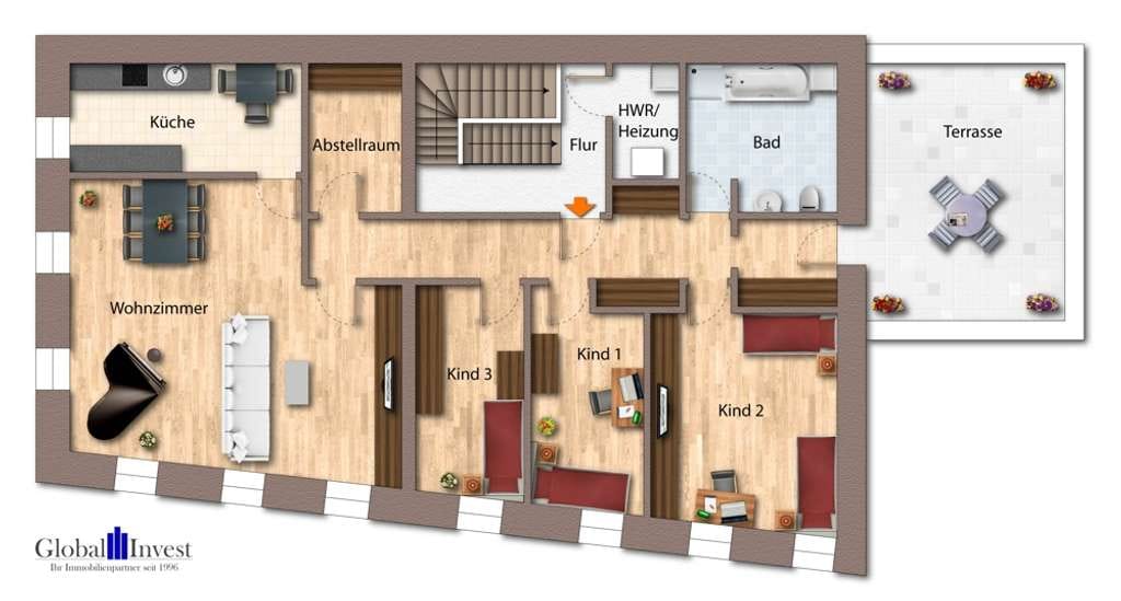 Immobilie in Wiesloch - GLOBAL INVEST SINSHEIM | Stilvoll wohnen im Altbau-zwei Wohnungen in begehrter Innenstadtlage - Bild 3