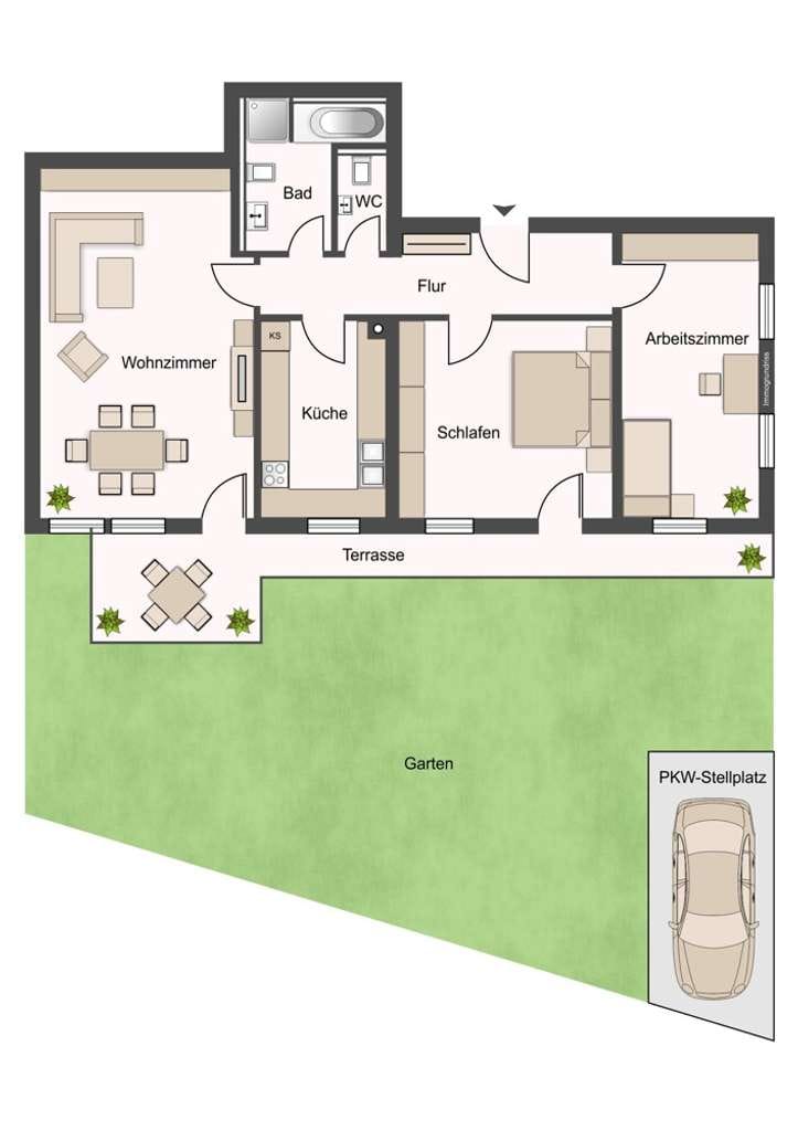 Immobilie in Samerberg - Ruhig gelegene 3-Zimmer-Erdgeschosswohnung mit Terrasse, großem Gartenanteil und Bergblick in Grainb - Bild 2