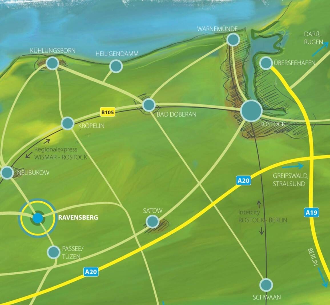 Immobilie in Carinerland - KfW-Förderfähiger Winkelbungalow Energieeffizienzklasse A+ inkl. 1.019 m² Baugrundstück in 18233 Ravensberg - Bild 1