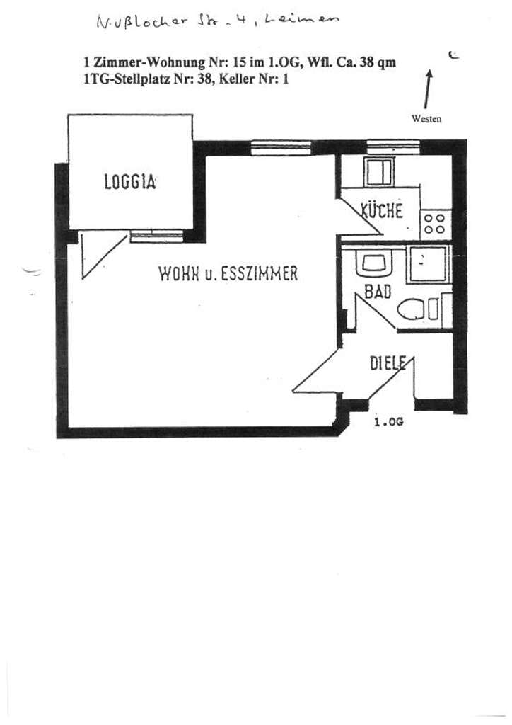 Immobilie in Leimen - Leimen: 1 ZKB im Stadtzentrum, aber ruhig, mit Balkon u. StPl, gut vermietet, keine K- Prov. - Bild 1